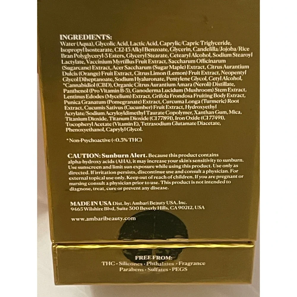 Ambari Gold Profection22 Mask 30ml 1oz CBD Reishi 22% AHA Blend Peel Polish NEW